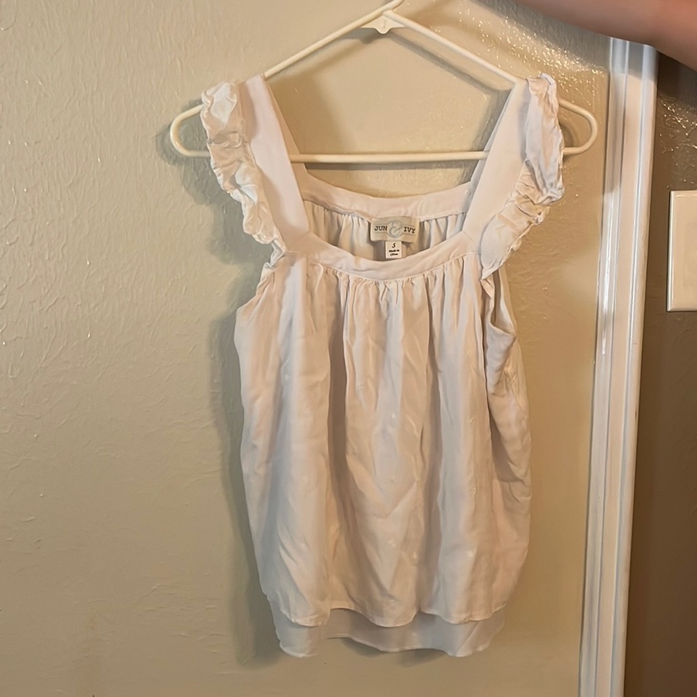 Size Small- White cropped embellished blouse